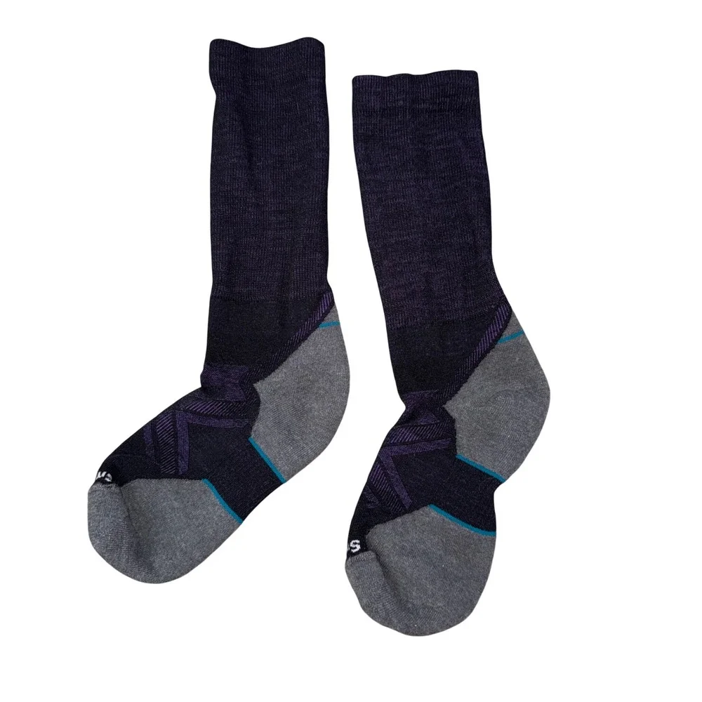 Smartwool PhD Outdoor Medium Crew Socks Womens Medium Purple Grey Merino Wool